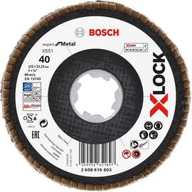 Bosch legyezőtárcsa 125x22.23 mm P40 fémhez X551 hajlított X-Lock