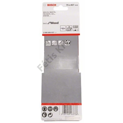 Bosch X440 végtelenített csiszolóvászon 75x457 mm, P150 3 db