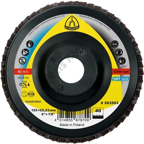Klingspor Extra Lamellás csiszolótányér, 125 x 22.23 mm szemcse P40 kúpos