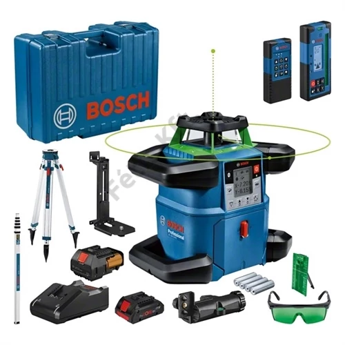 Bosch GRL 650 CHVG zöld forgólézer + BT 170 HD állvány + GR 500 mérőléc