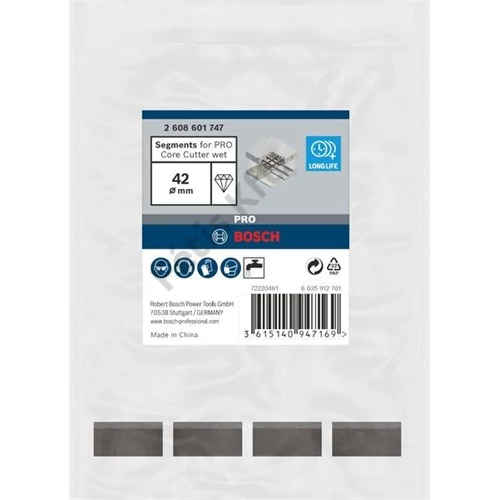 Bosch PRO Core Cutter wet termékhez készült szegmensek, 42 x 10 mm, 1 1/4