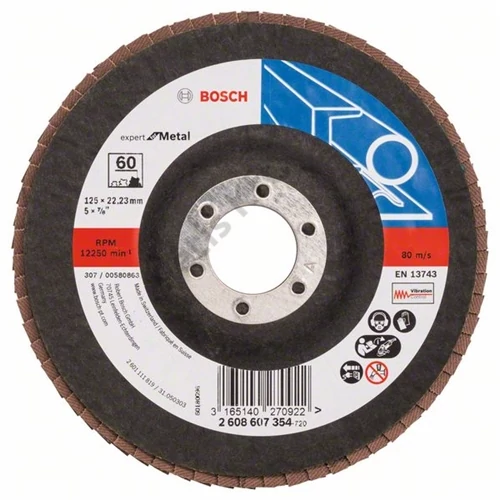 Bosch lamellás tárcsa 125x22.23 mm P60 fémhez Zirkon X551 egyenes üvegszál
