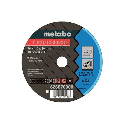 Metabo Flexiarapid super 76x1.0x10mm inox vágókorong (5db)