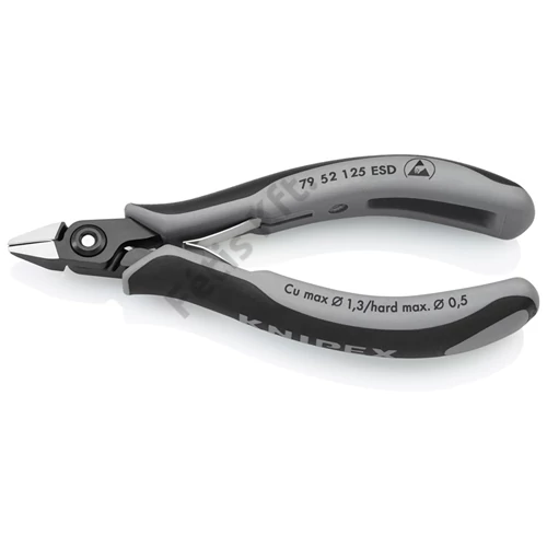 Knipex precíziós elektronikai oldalcsípő fogó ESD többkomponensű nyél barnított 125 mm