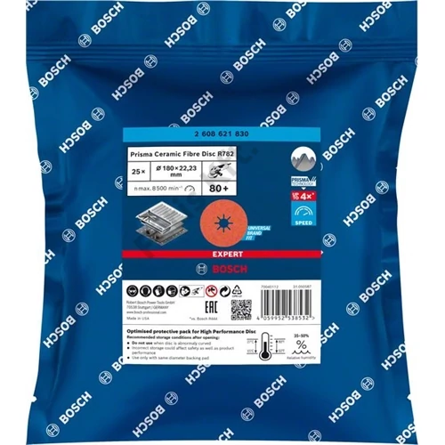 Bosch fibertárcsa R782 inoxhoz 180mm G80+ kerámia 25db