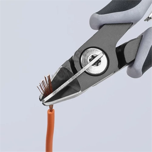 Knipex precíziós elektronikai oldalcsípő fogó ESD többkomponensű nyél barnított 125 mm