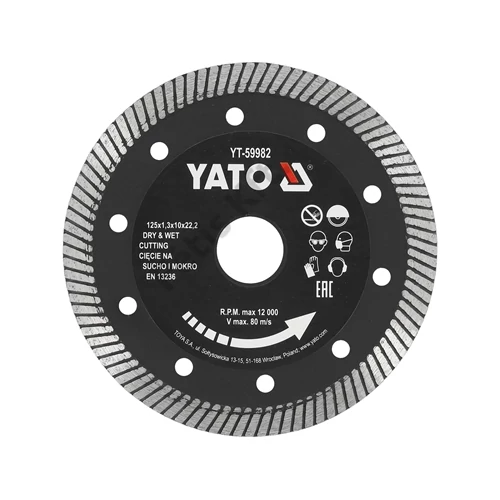YATO gyémánt vágókorong 125 mm turbó csempékhez (YT-59982)