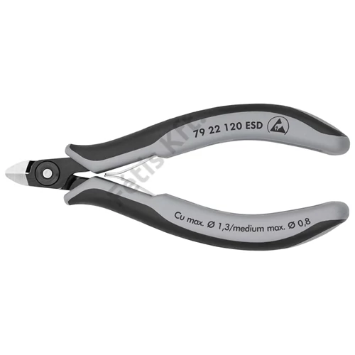 Knipex precíziós elektronikai oldalcsípő fogó ESD többkomponensű nyél barnított 120 mm