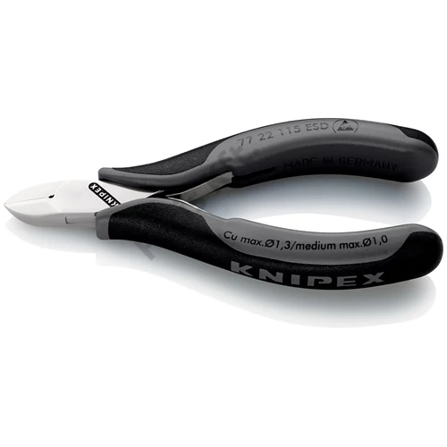 Knipex Elektronikai oldalcsípő fogó ESD többkomponensű nyél 115 mm