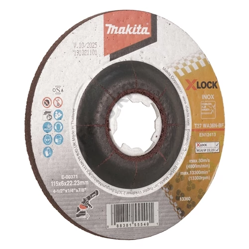 Makita csiszolókorong acél 115x6mm WA36N X-Lock