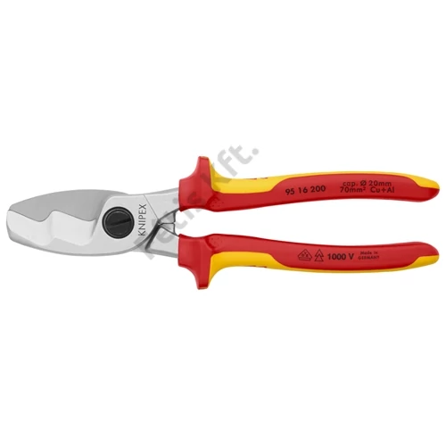 Knipex Kábelolló kettős vágóéllel krómozott VDE 200 mm