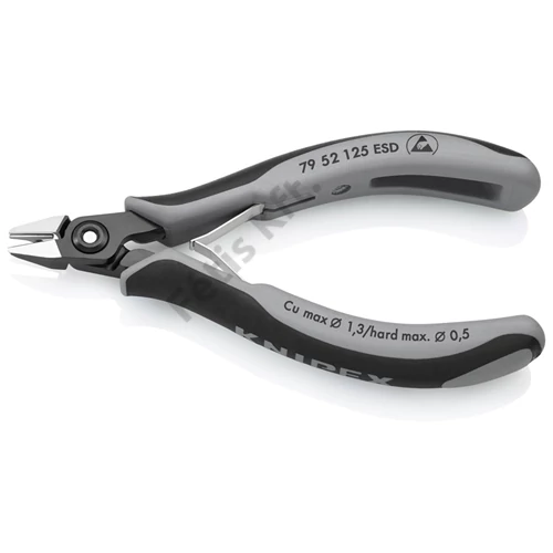 Knipex precíziós elektronikai oldalcsípő fogó ESD többkomponensű nyél barnított 125 mm