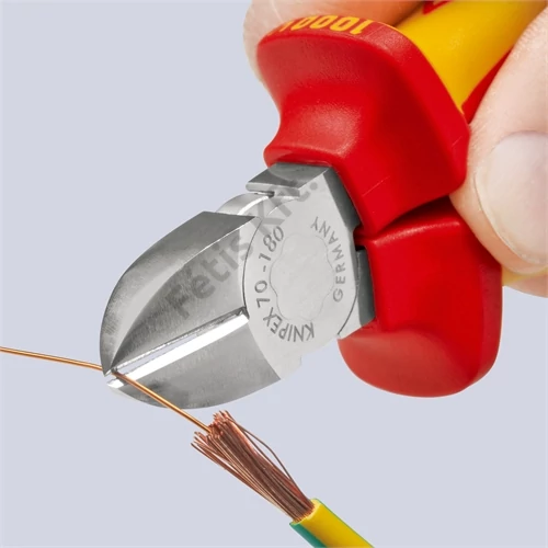 Knipex oldalcsípő fogó krómozott VDE 180 mm, rögzítőszemmel