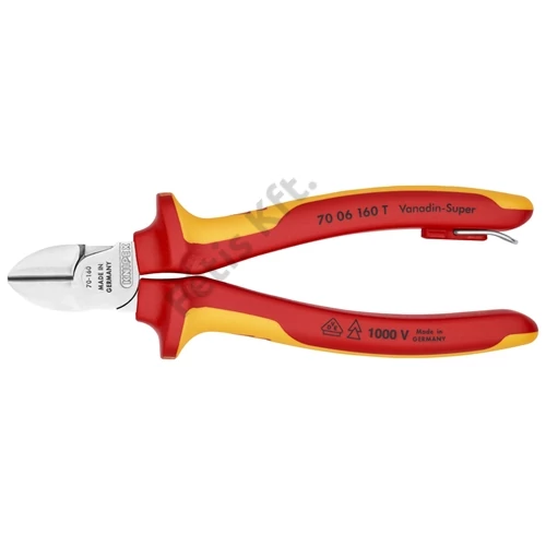 Knipex oldalcsípő fogó krómozott VDE 160 mm, rögzítőszemmel