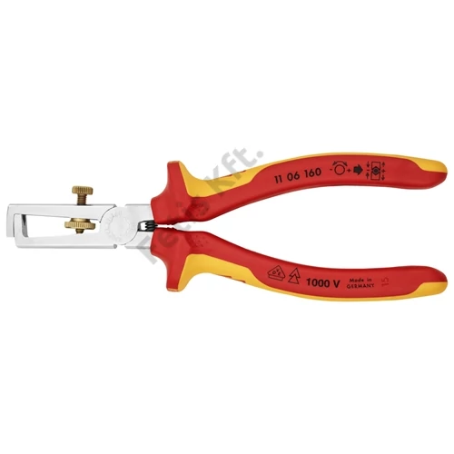 Knipex VDE huzalcsupaszító fogó krómozott, többkomponensű nyél 160 mm