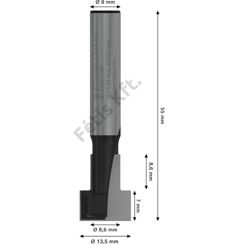 Bosch PRO kulcslyuk alakmaróbetét,  13,5 x  8,6, szár 8 mm