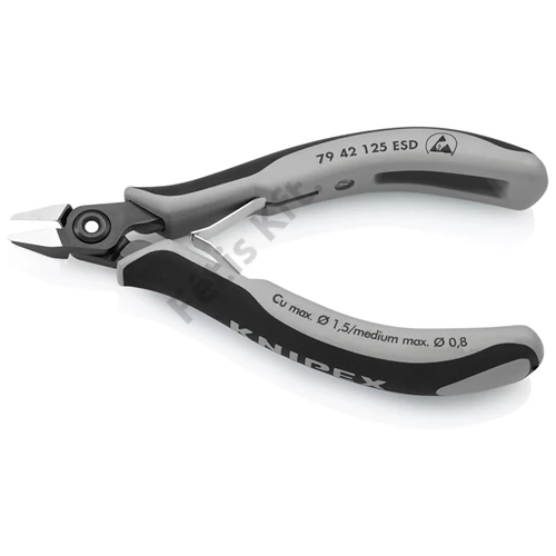 Knipex precíziós elektronikai oldalcsípő fogó ESD többkomponensű nyél barnított 125 mm