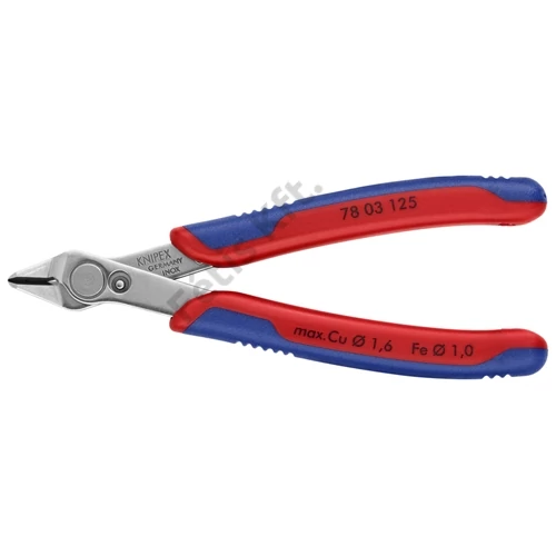 Knipex elektronikai oldalcsípő fogó Super Knips többkomponensű nyél 125 mm (bliszter)