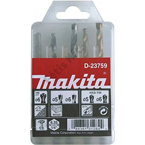 Makita Hatszög befogású fúrókészlet fa, fém, kőzet 5-6mm 5db-os