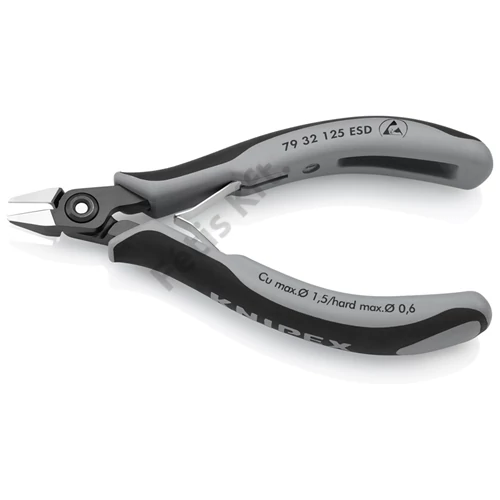 Knipex precíziós elektronikai oldalcsípő fogó ESD többkomponensű nyél barnított 125 mm