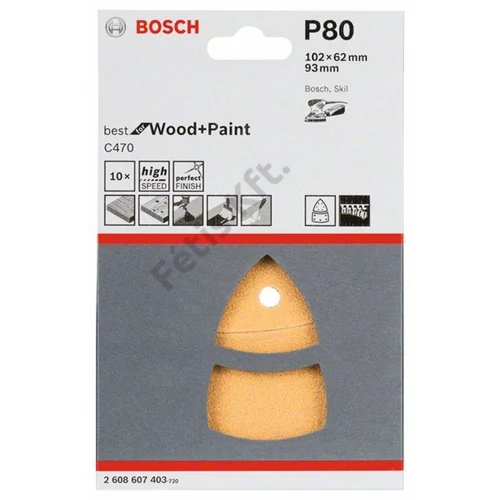 Bosch Expert C470 tépőzáras csiszolópapír delta, fához&festékhez, 10 db 102x6