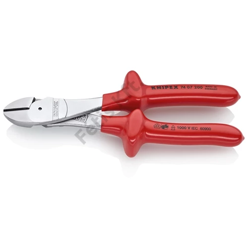 Knipex erőkímélő oldalcsípő fogó krómozott, mártott nyél VDE 200 mm