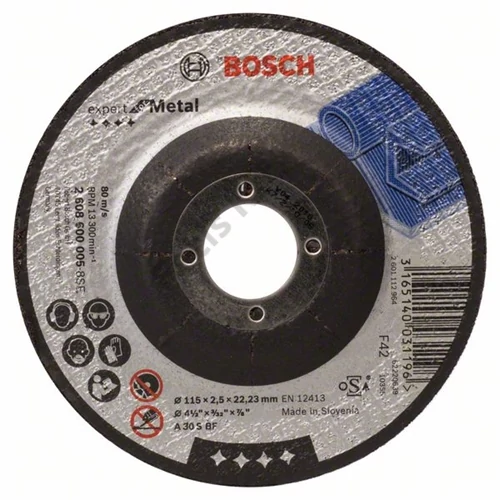 Bosch vágókorong 115x2.5mm fém hajlított
