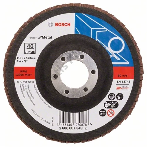 Bosch lamellás tárcsa 115x22.23 mm P40 fémhez Zirkon X551 egyenes üvegszál