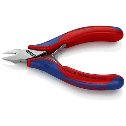 Knipex elektronikai oldalcsípő fogó lapos fejű, többkomponensű nyél 115mm