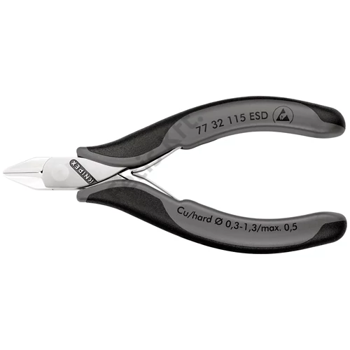 Knipex Elektronikai oldalcsípő fogó hegyes fejű ESD többkomponensű nyél 115 mm