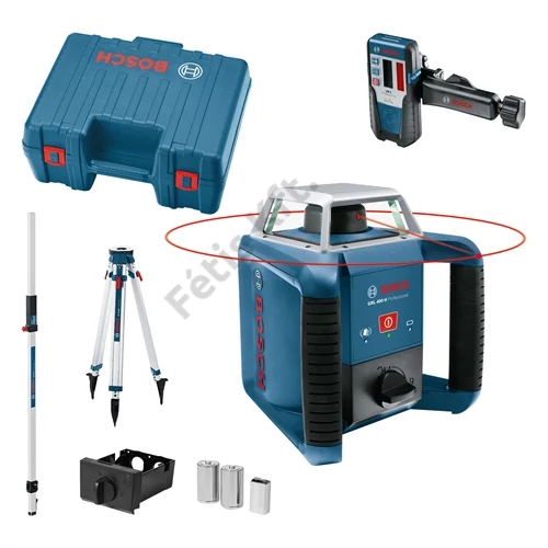 Bosch GRL 400 H forgólézer + vevő + BT170 állvány + GR240 mérőléc + koffer