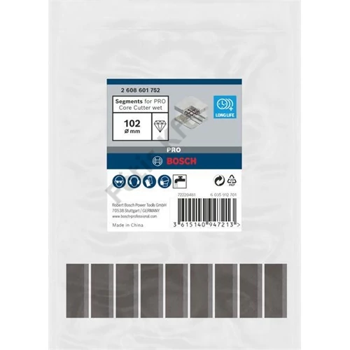 Bosch PRO Core Cutter wet termékhez készült szegmensek, 102 x 10 mm, 1 1/4