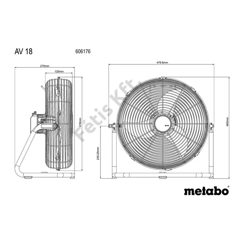 Metabo AV 18 akkus ventilátor alapgép (akku és töltő nélkül)