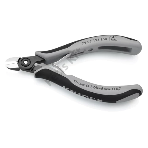 Knipex precíziós elektronikai oldalcsípő fogó ESD többkomponensű nyél barnított 120 mm (bliszter)