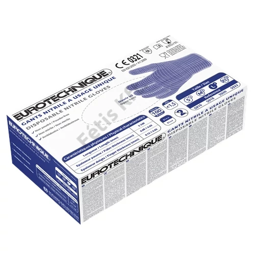 Nitril púder nélküli kék vizsgálókesztyű M
