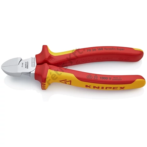 Knipex Oldalcsípőfogó krómozott VDE 160 mm
