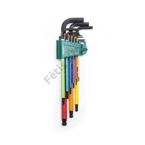 SATA imbuszkulcs készlet 9 részes 1.5-10mm, hosszú gömbvégű (színkód)