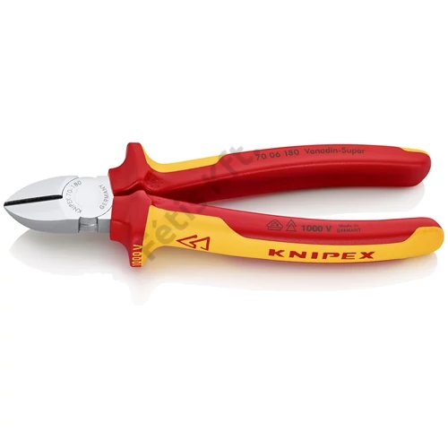 Knipex Oldalcsípőfogó krómozott VDE 180 mm