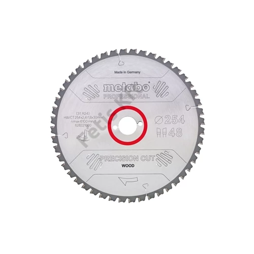 Metabo körfűrészlap precision cut wood - professional, 254x30, Z60 WZ 5° negatív