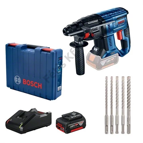 Bosch GBH 180 LI akkus fúrókalapács + 5 részes SDS-Plus fúrószár készlet 1x4Ah+töltő+koffer