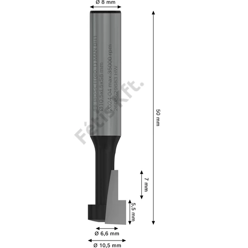 Bosch PRO kulcslyuk alakmaróbetét,  10,5 x  6,6, szár 8 mm