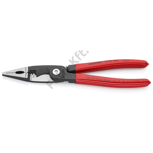 Knipex multifunkciós villanyszerelő fogó feketére foszfátozott, mártott nyél 200 mm
