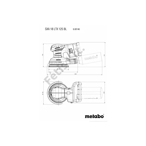 Metabo SXA 18 LTX 125 BL akkus excentercsiszoló, 2x50db csiszolópapír, MetaBox (akku és töltő nélkül)