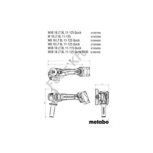 Metabo WB 18 LT BL 11-125 Quick akkus sarokcsiszoló alapgép (akku és töltő nélkül), metaBOX