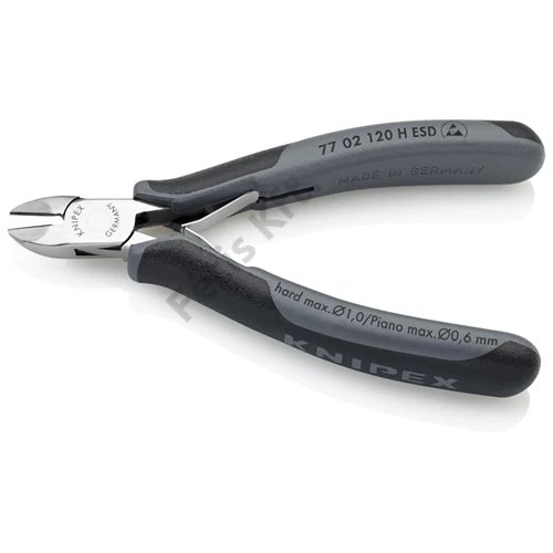 Knipex elektronikai oldalcsípő fogó keményfém vágóéllel ESD többkomponensű nyél 120 mm