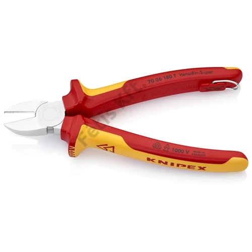 Knipex oldalcsípő fogó krómozott VDE 180 mm, rögzítőszemmel