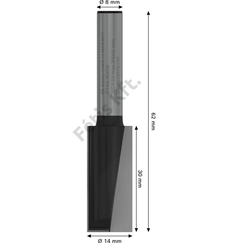 Bosch PRO egyenes élű alakmaróbetét, két spirál,  14 x L 30, szár 8 mm