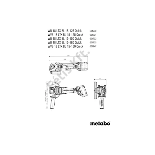 Metabo WVB 18 LTX BL 15-125 Quick akkus sarokcsiszoló, karton (akku és töltő nélkül)