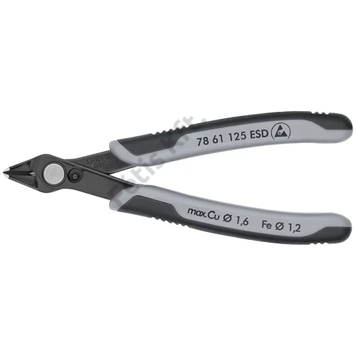 Knipex elektronikai oldalcsípő fogó Super Knips ESD többkomponensű nyél barnított 125 mm (bliszter)