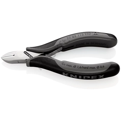 Knipex elektronikai oldalcsípő fogó ESD többkomponensű nyél 115 mm